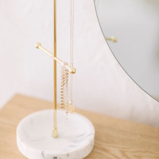 Boîte à bijoux effet or / marbre, Ø12x28cm