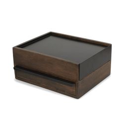 Jewelery box L made of rubber wood in dark natural, 26 x 22 x 12 cm | stowit
