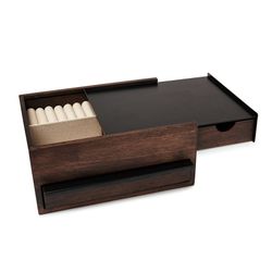 Jewelery box L made of rubber wood in dark natural, 26 x 22 x 12 cm | stowit