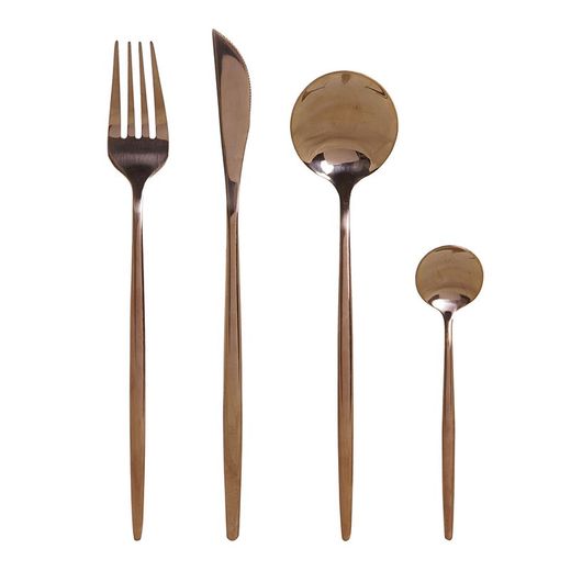 Set mit 16 Besteckteilen aus bronzefarbenem Stahl, 30 x 26 x 32 cm | schick