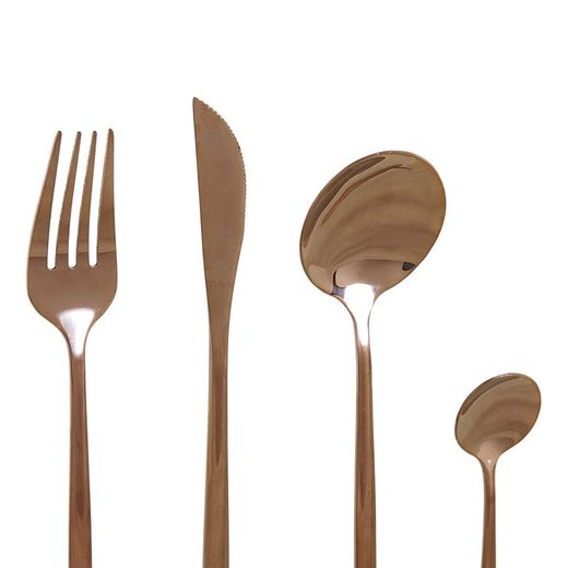 Coffret de 16 couverts en acier bronze, 30 x 26 x 32 cm | élégant