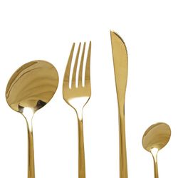 Coffret de 16 couverts en acier doré, 30 x 26 x 32 cm | élégant