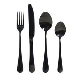 Set di 16 posate in acciaio nero, 29,5 x 26 x 32 cm | Semplice eleganza