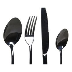 Set di 16 posate in acciaio nero, 29,5 x 26 x 32 cm | Semplice eleganza
