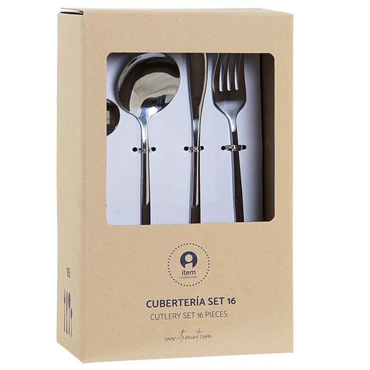 Juego de 16 cubiertos de acero en plateado, 29 x 26 x 32 cm | Sea Side
