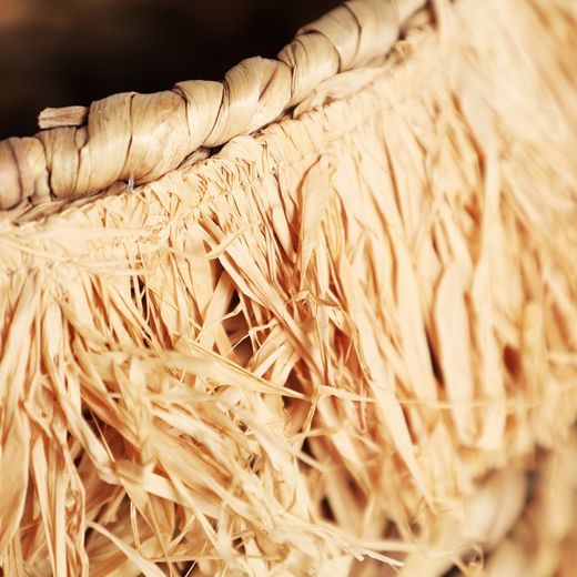 Set of 2 decorative baskets made of natural fibre and raffia in natural, 36 x 36 x 33 cm | Kasses