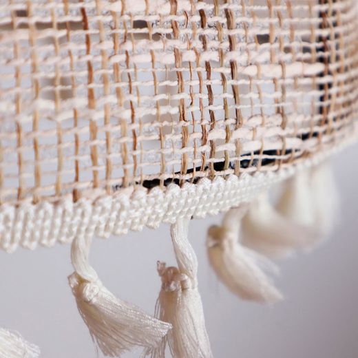 Juego de 2 lámparas de techo de metal y lino en marrón, 28 x 28 x 35 cm | Shipley