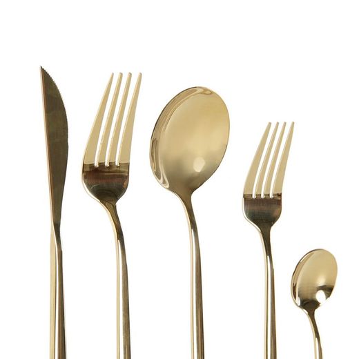 Set van 20 stalen bestek in goud, 30 x 26 x 36 cm | chique