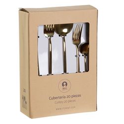 Set van 20 stalen bestek in goud, 30 x 26 x 36 cm | chique