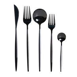 Set van 20 stalen bestek in zwart, 30 x 26 x 36 cm | chique