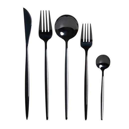 Ensemble de 20 couverts en acier noir, 30 x 26 x 36 cm | élégant