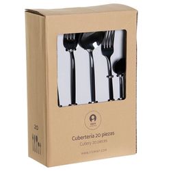 Set van 20 stalen bestek in zwart, 30 x 26 x 36 cm | chique