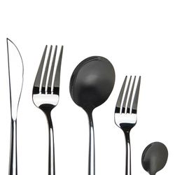 Set van 20 stalen bestek in zwart, 30 x 26 x 36 cm | chique