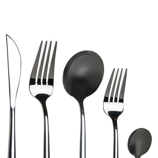 Set van 20 stalen bestek in zwart, 30 x 26 x 36 cm | chique