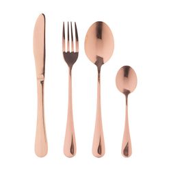 Set van 24 koperstalen bestek, 17 x 26 x 6 cm | Lux