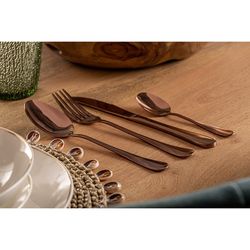Set van 24 koperstalen bestek, 17 x 26 x 6 cm | Lux