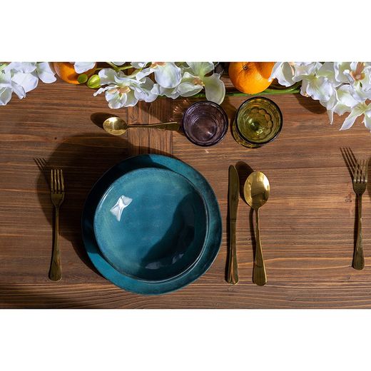 Set van 24 stalen bestek in goud, 15 x 5 x 26 cm | Lux