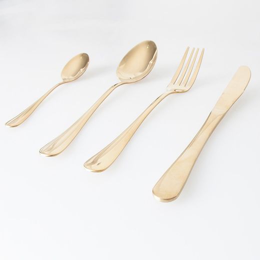 Set van 24 stalen bestek in goud, 15 x 5 x 26 cm | Lux