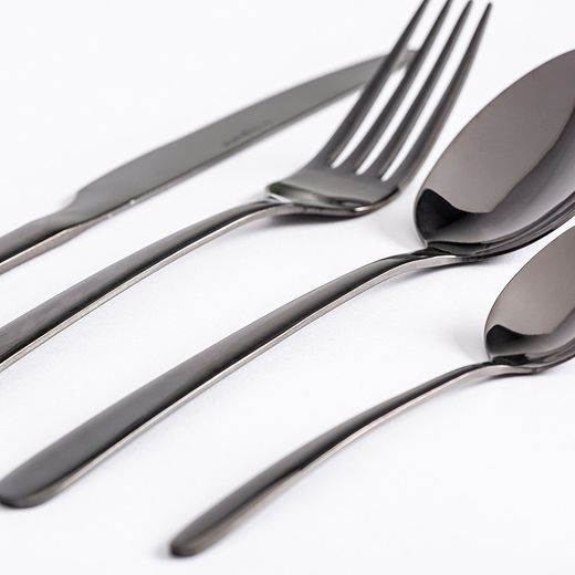 Set of 24 steel cutlery in silver, 17 x 7 x 26 cm | Silver