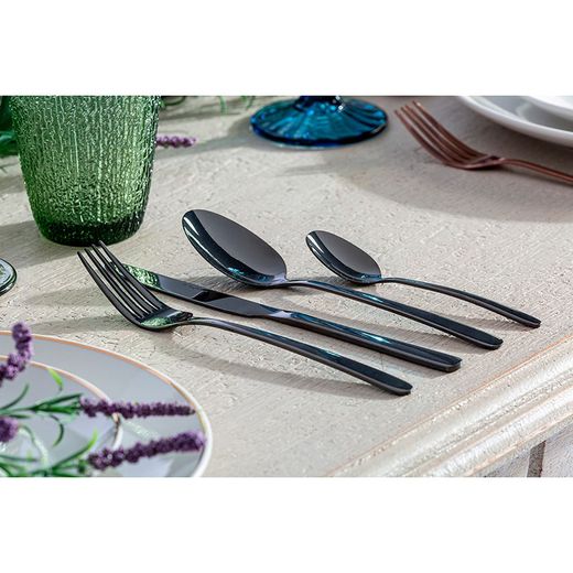 Set of 24 steel cutlery in silver, 17 x 7 x 26 cm | Silver