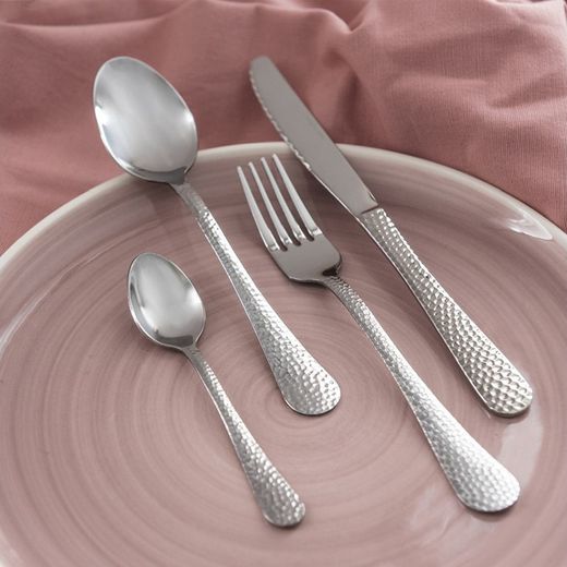 Juego de 24 cubiertos de acero inoxidable en plateado | Luna