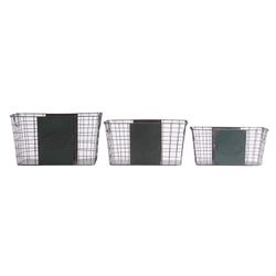 Conjunto de 3 cestos de ferro 41x27x24 cm