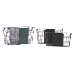 Conjunto de 3 cestos de ferro 41x27x24 cm