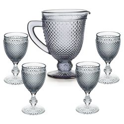 Ensemble de 4 verres et 1 pichet gris - Bicos