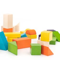 Juego de construcción montessori de madera en multicolor, 30 x 24 x 4,5 cm | Foster