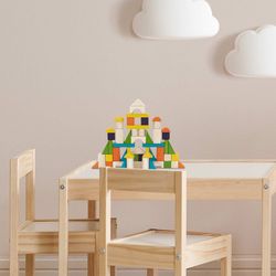 Juego de construcción montessori de madera en multicolor, 30 x 24 x 4,5 cm | Foster