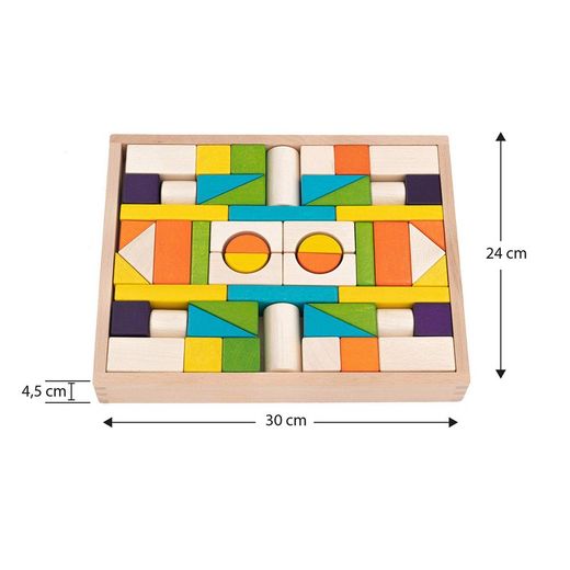 Juego de construcción montessori de madera en multicolor, 30 x 24 x 4,5 cm | Foster