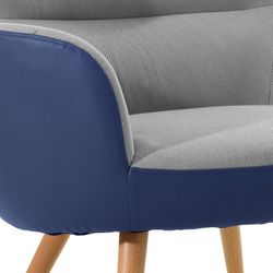 KAI-Bicolor gestoffeerde fauteuil blauw en grijs, 77x 73,4 x 81,4 cm