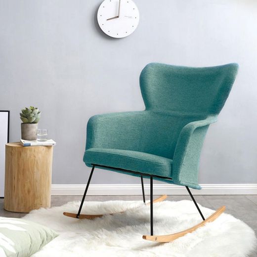 KAMIL-Green gepolsterter Schaukelstuhl, 68,4 x 82,3 x 86,5 cm