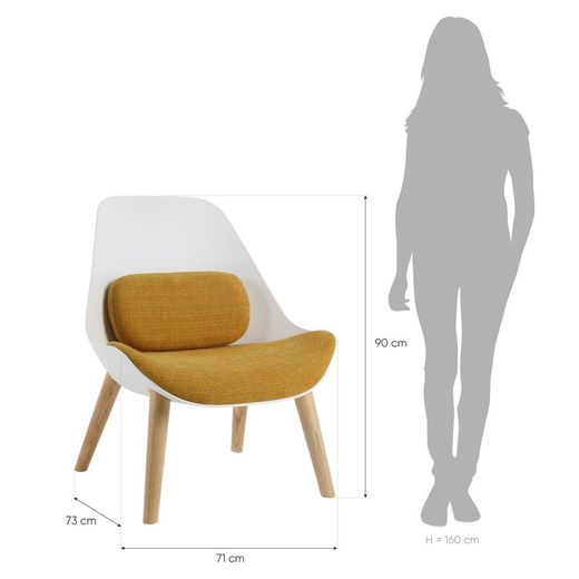 KEMEN-Armchair made of natural ash and polycarbonate wood. Includes yellow bearing, 71 x 73 x 90 cm
