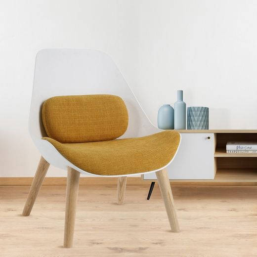 KEMEN-Armchair made of natural ash and polycarbonate wood. Includes yellow bearing, 71 x 73 x 90 cm