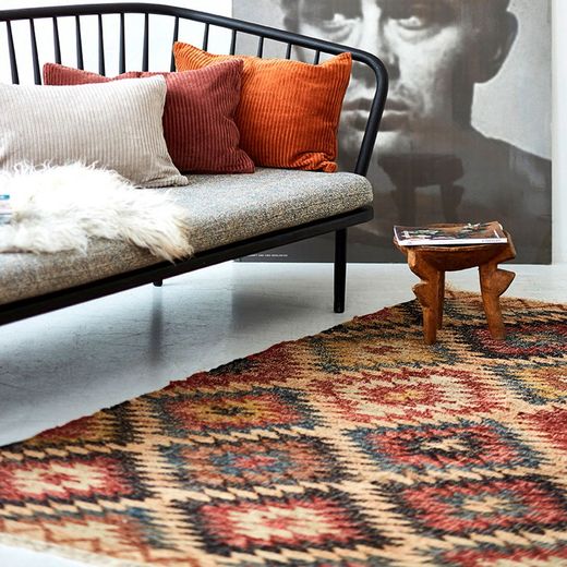 Kilim de Yute Óxido, Azul y Natural 140x200 cm