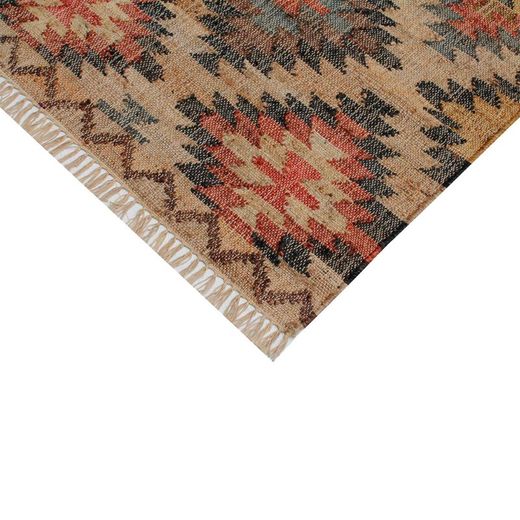 Kilim de Yute Óxido, Azul y Natural 140x200 cm