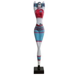 KRISTEN-Female figure in multicolored polyresin, 19x15x101 cm