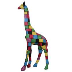 Jirafa de Polliresina Cuadros Multicolor 96x40x198 cm