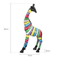 KUATÉH-Jirafa con rayas multicolor en poliresina, 75x30x163 cm