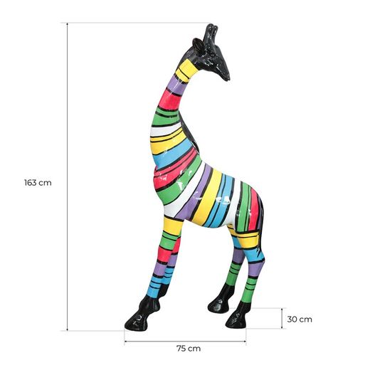 KUATÉH-Jirafa con rayas multicolor en poliresina, 75x30x163 cm