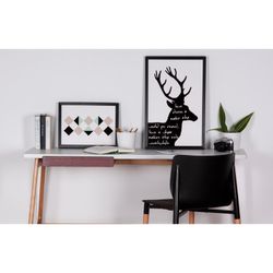 BLACK DEER Kunstdruck mit schwarzem Rahmen, 40x3x60 cm