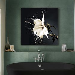 Impression d'art éclaboussures de fleurs avec verre, 100x1x100cm