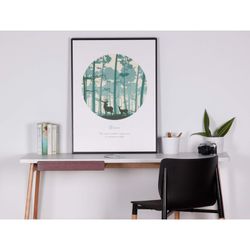 FOREST art print with black frame, 60x3.5x80 cm