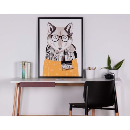 Affiche FOX avec cadre noir, 60x3x80 cm