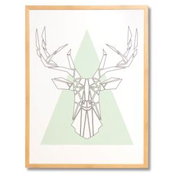 PIRAMIDE print with oak frame, 60x3x80 cm