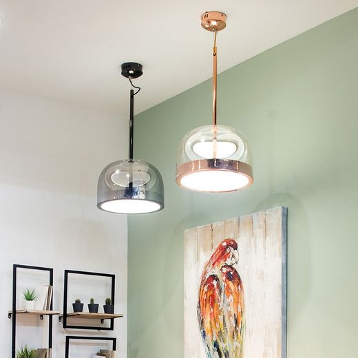 Pendant lamp mod. Raychel- Black Pearl + smoky D36