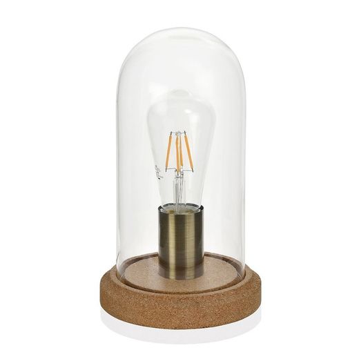 Lampe avec Cloche en Verre / Liège, Ø15x25cm