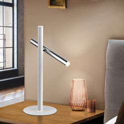 Table lamp with 2 LED lights made of metal in silver and white, 31x21x53 cm | Varas