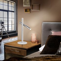Table lamp with 2 LED lights made of metal in silver and white, 31x21x53 cm | Varas